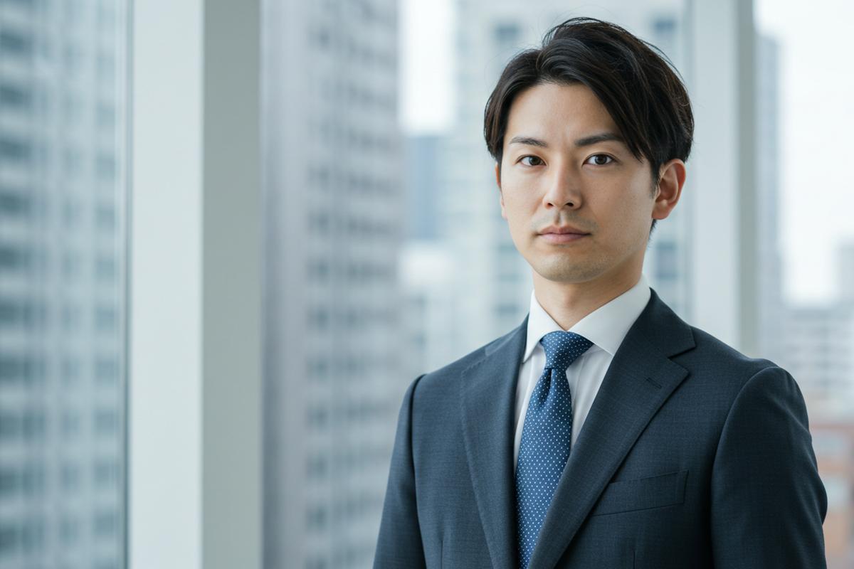 フェイスラインがシャープな日本人ビジネスマン