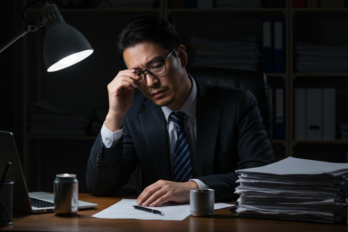 慢性的な疲労を感じている日本人ビジネスマン