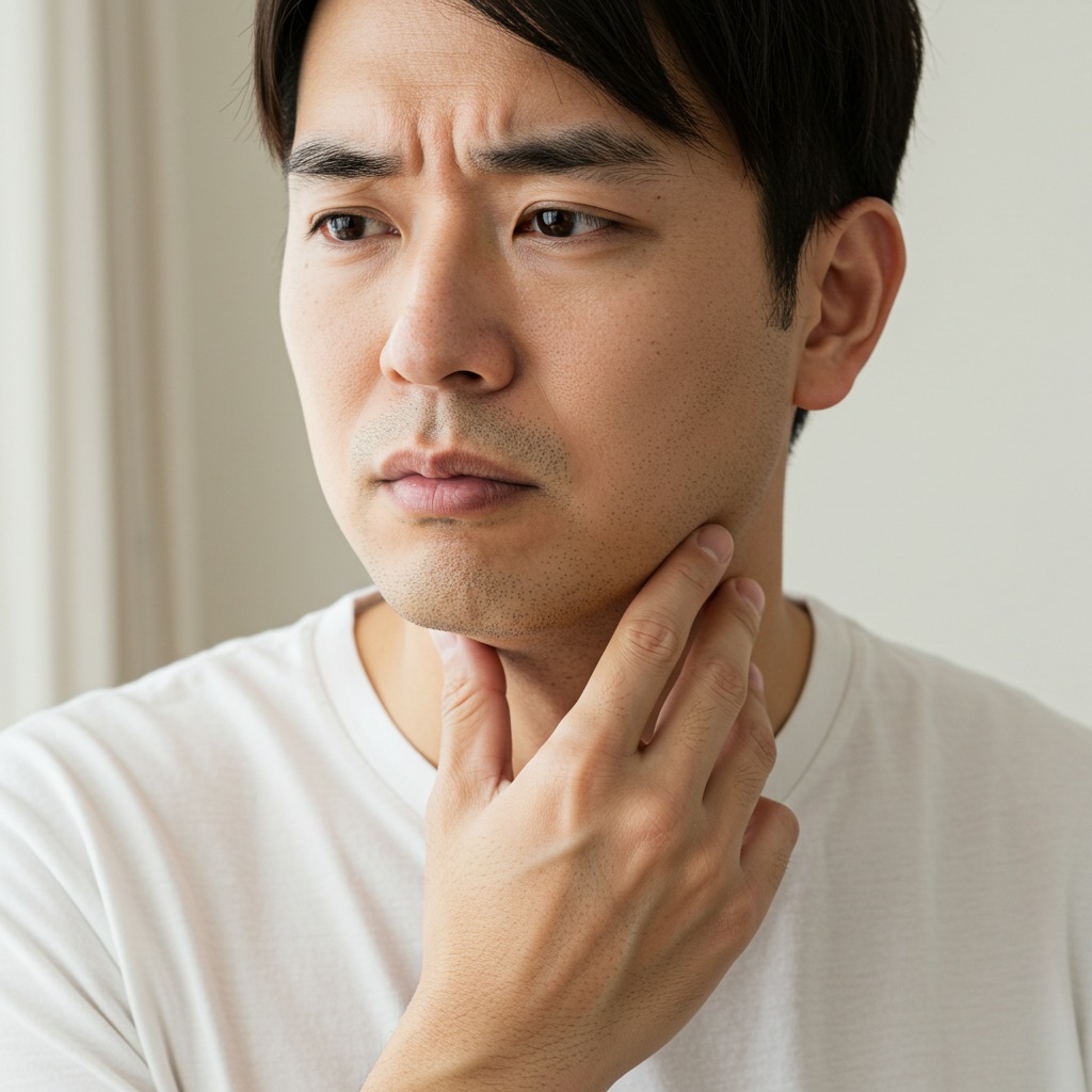 フェイスラインのたるみやもたつきが気になる男性
