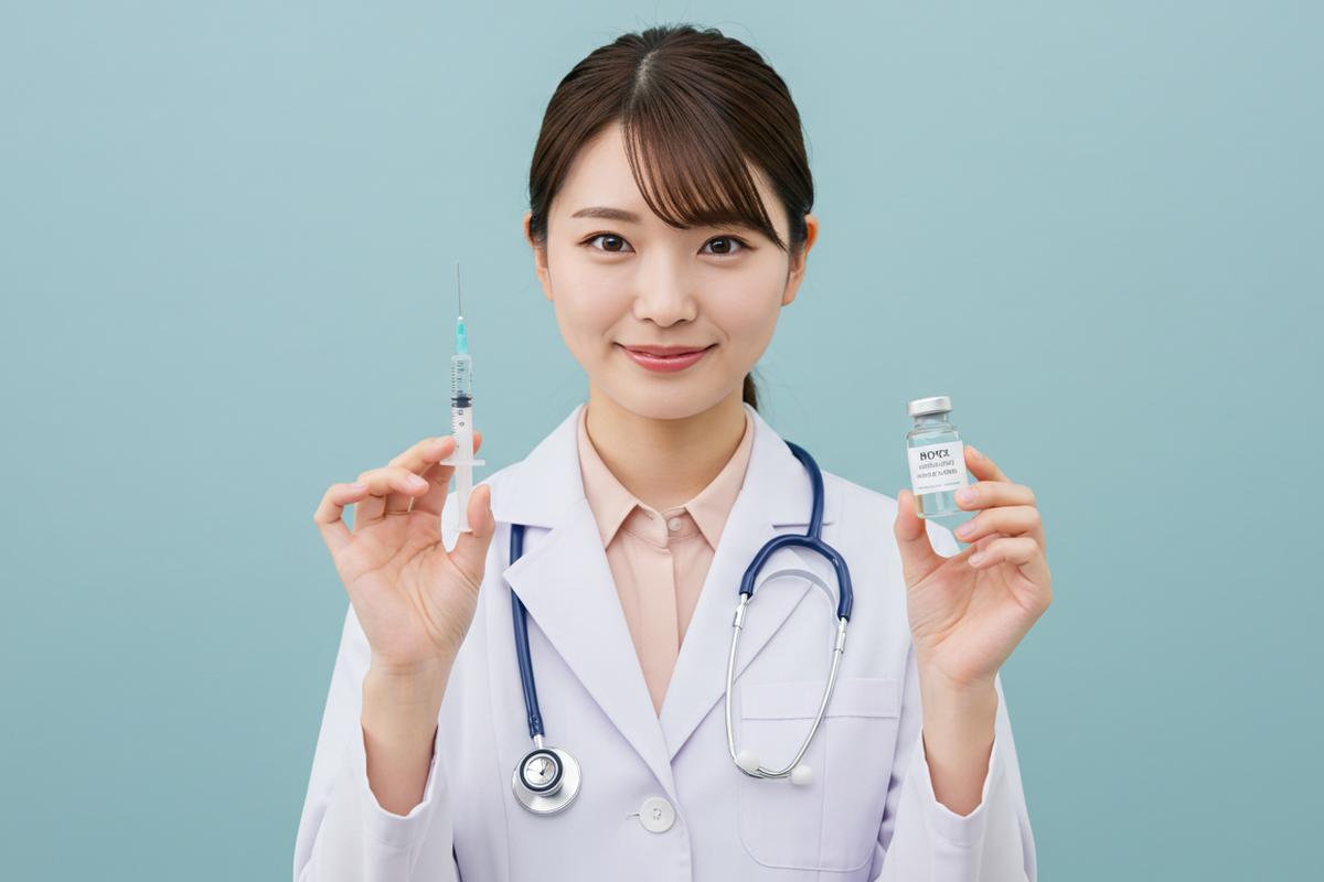 若い男性のおでこのシワに効果的なボトックスとヒアルロン酸を紹介する女性医師