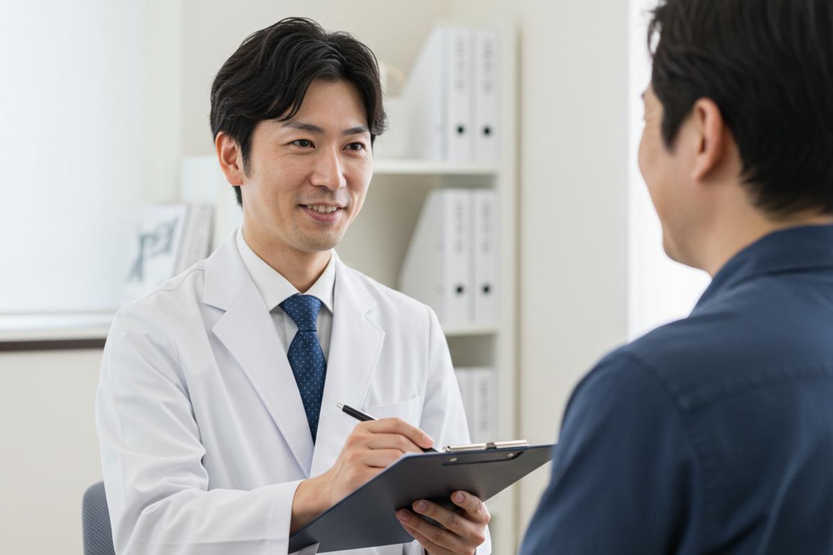 男性患者に問診をする経験豊富な医師