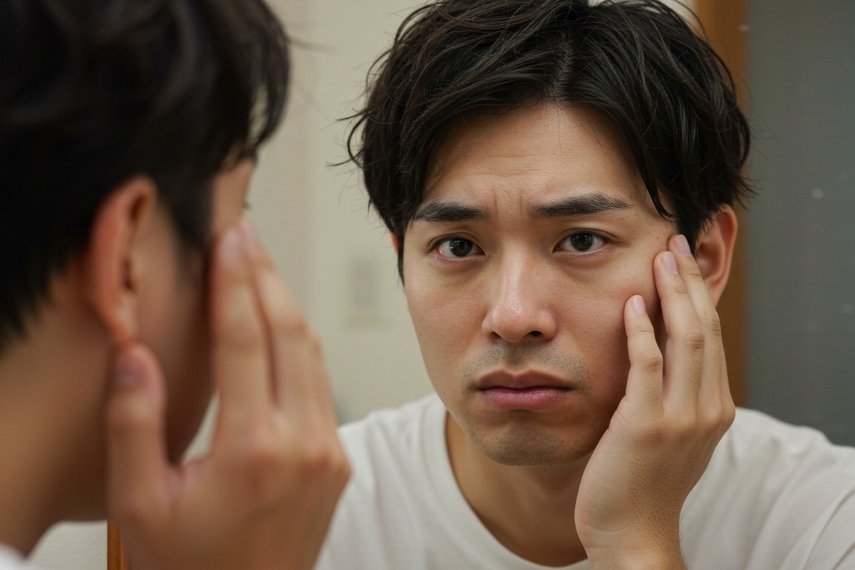 肌のくすみに悩む20代男性