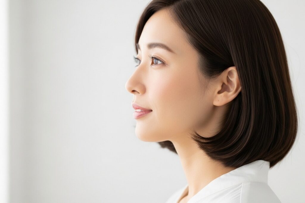 横顔が綺麗な日本人女性