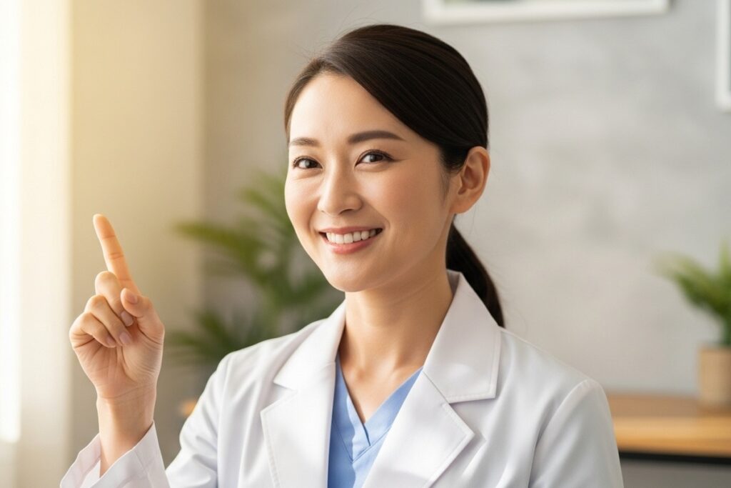 おすすめポイントを解説する女性医師