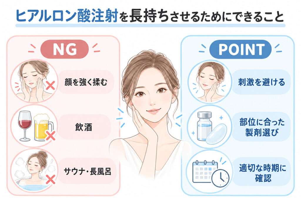 ヒアルロン酸注射を長持ちさせるためにできること