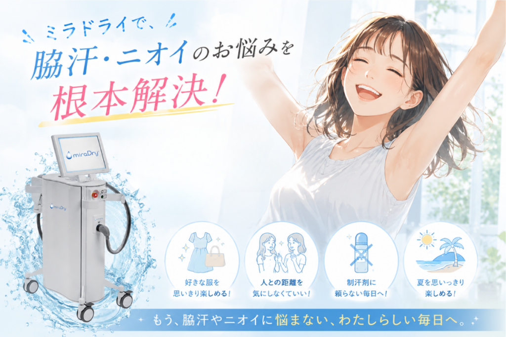 ミラドライで、脇汗・ニオイのお悩みを根本解決！