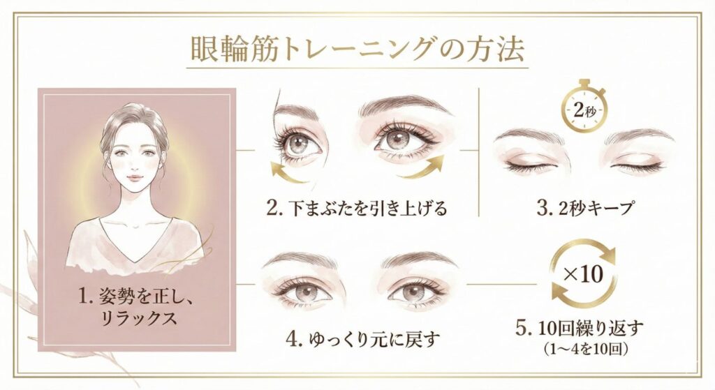 眼輪筋トレーニングの方法のイラスト