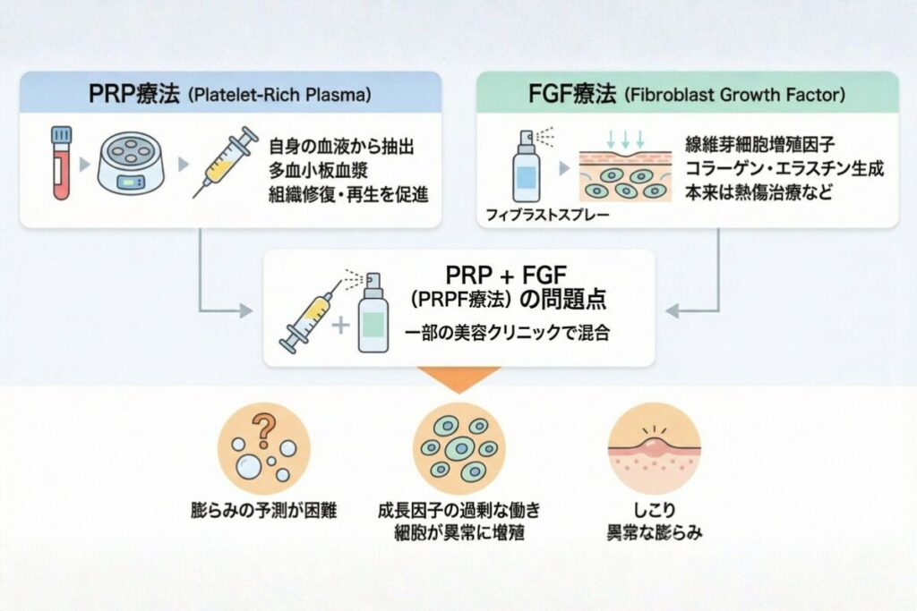 PRPにFGFを混ぜたPRPFによるしこりや細胞の異常増殖などのリスク