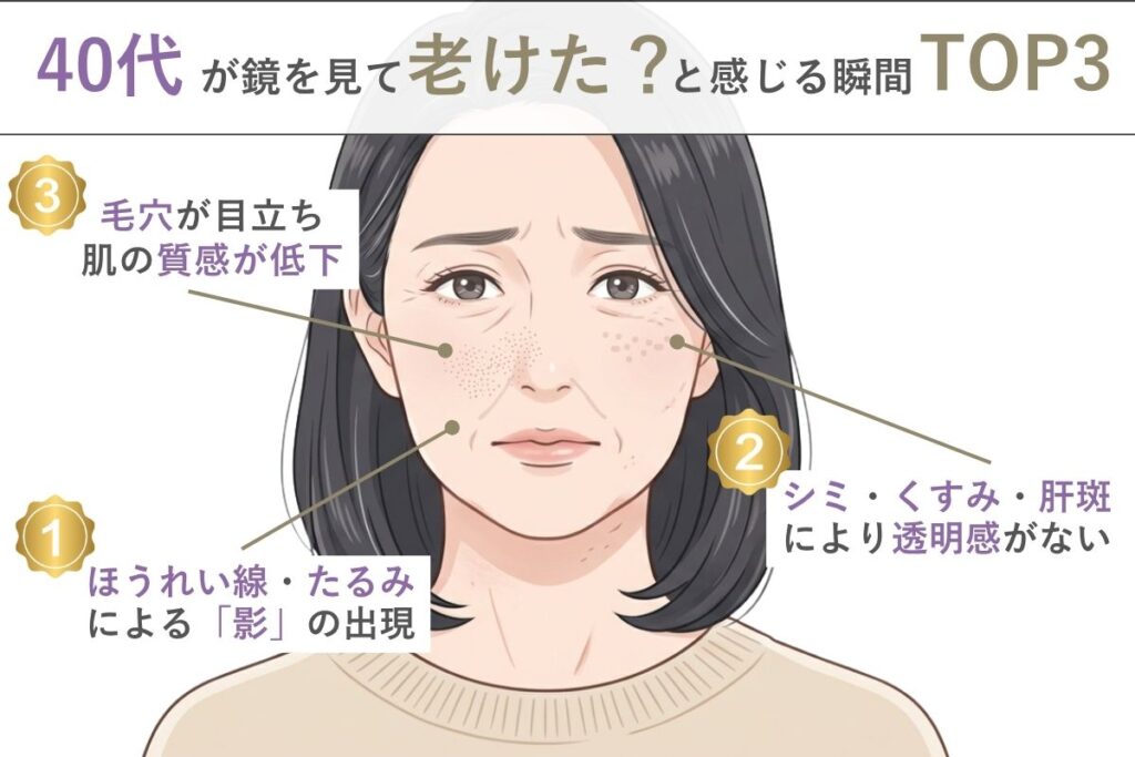 40代が鏡を見て老けた？と感じる瞬間TOP3